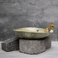 Olive Snail Bird Feeder By Shivika's Pottery Olive Snail Bird Feeder By Shivika's Pottery