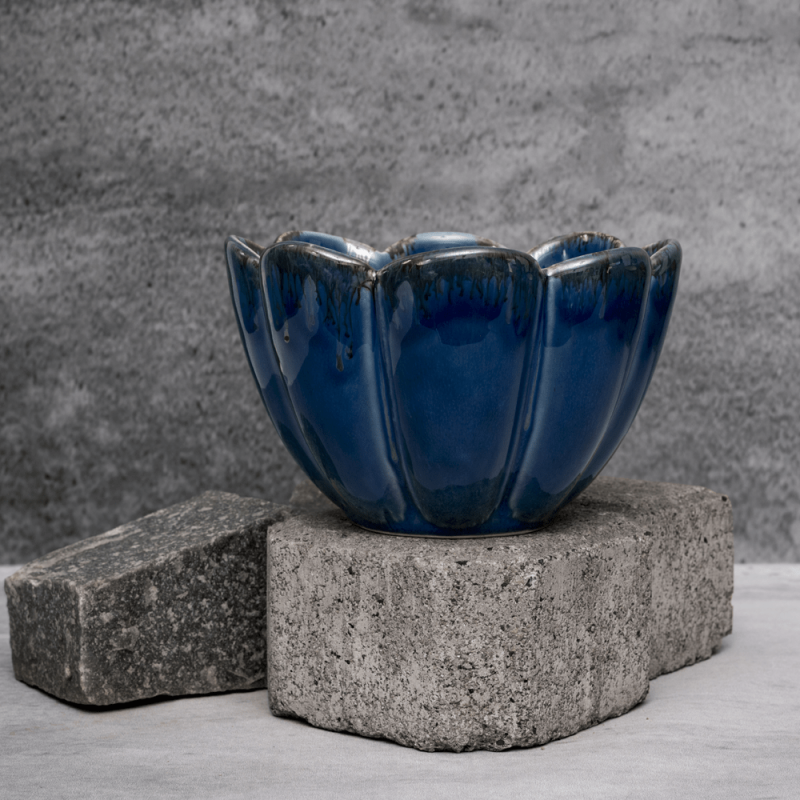 Blue Petal Serving Bowl By Shivika's Pottery Blue Petal Serving Bowl By Shivika's Pottery