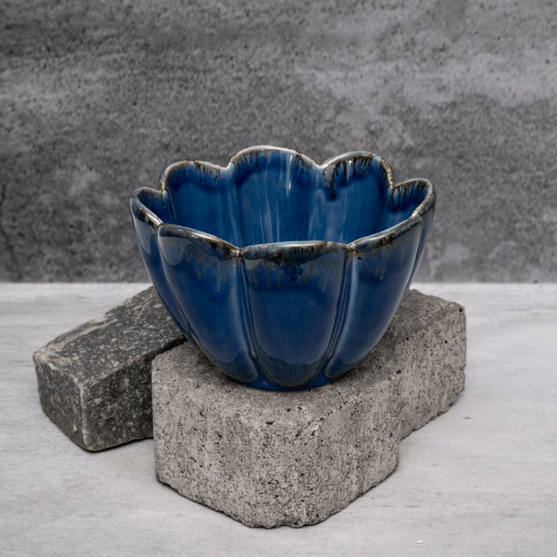 Blue Petal Serving Bowl By Shivika's Pottery Blue Petal Serving Bowl By Shivika's Pottery