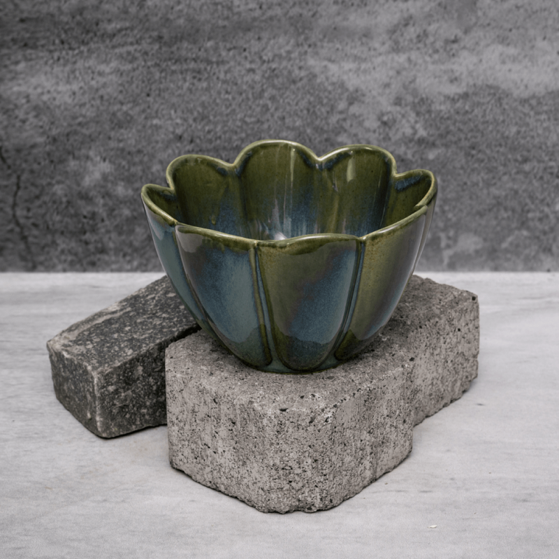 Green Leafy Serving Bowl By Shivika's Pottery Green Leafy Serving Bowl By Shivika's Pottery