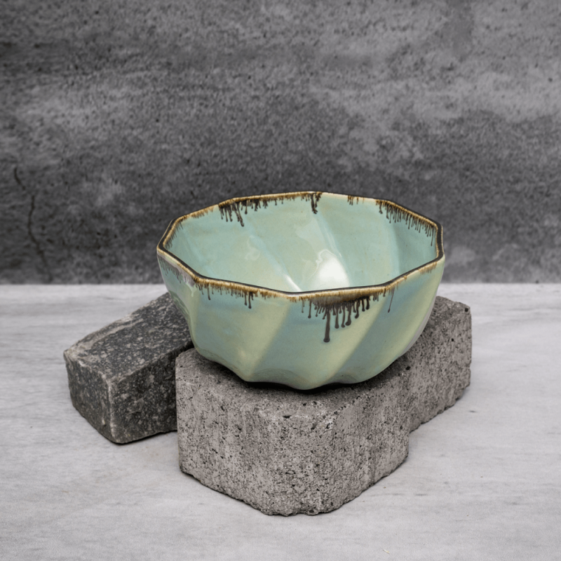 Green Drip Pattern Bowl By Shivika's Pottery Green Drip Pattern Bowl By Shivika's Pottery