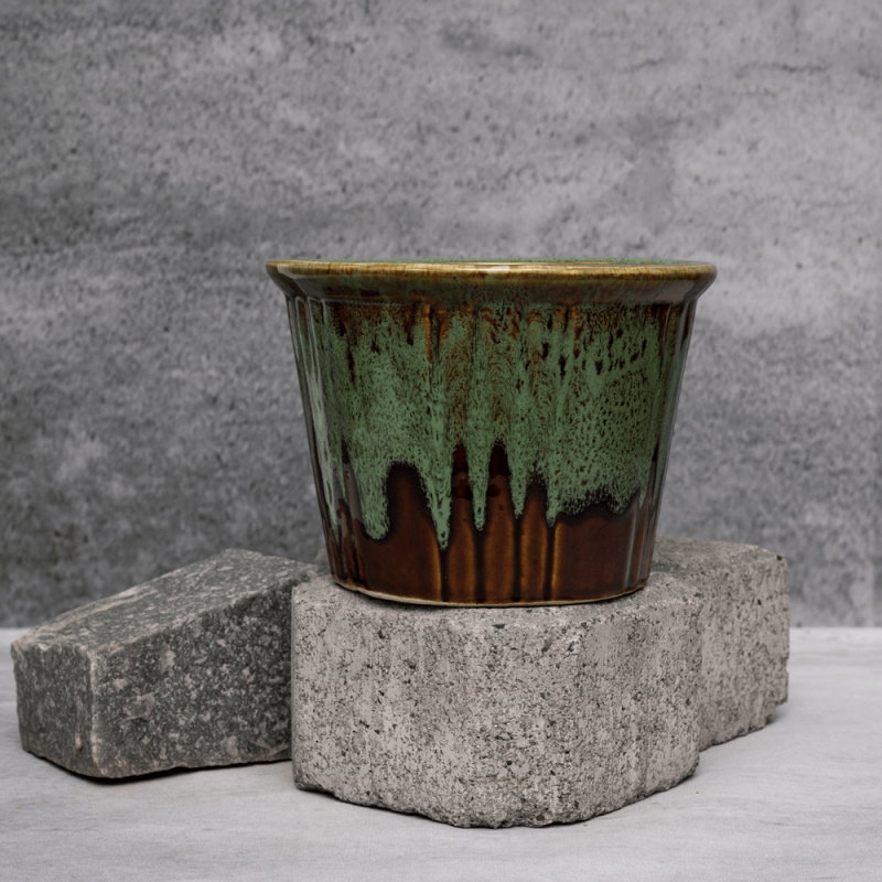 Green Blush Dual Tone Planter By Shivika's Pottery Green Blush Dual Tone Planter By Shivika's Pottery
