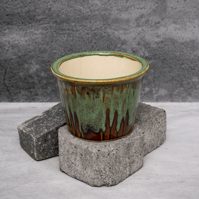 Green Blush Dual Tone Planter By Shivika's Pottery Green Blush Dual Tone Planter By Shivika's Pottery