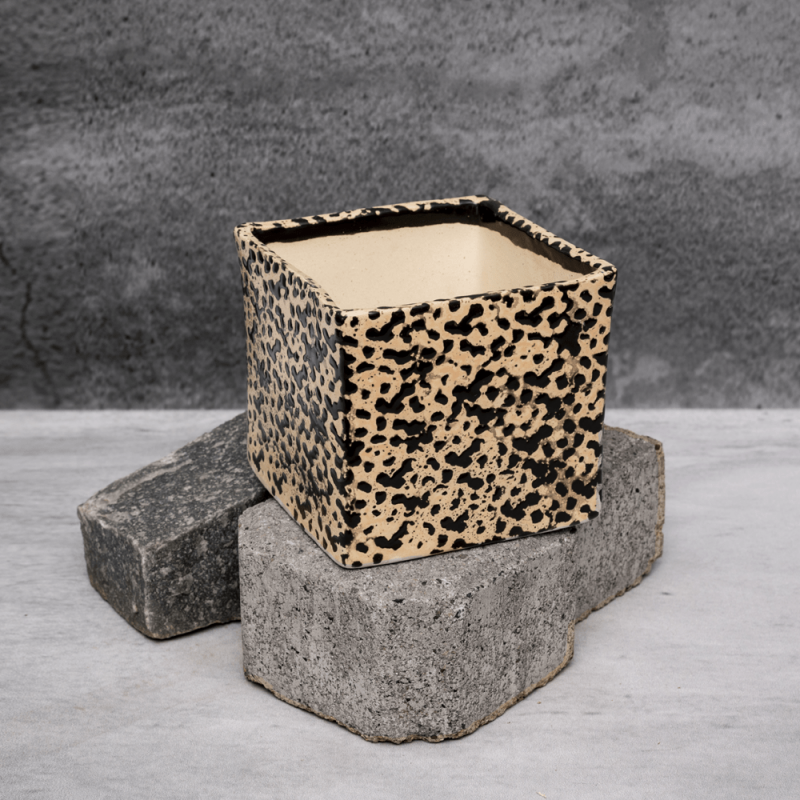 Brown Square Abstract Planter By Shivika's Pottery Brown Square Abstract Planter By Shivika's Pottery