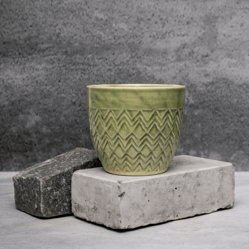 Light Green Zig Zag Planter By Shivika's Pottery Light Green Zig Zag Planter By Shivika's Pottery