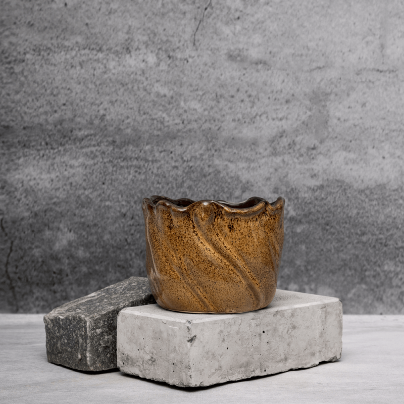 Ochre Swirl Planter By Shivika's Pottery Ochre Swirl Planter By Shivika's Pottery
