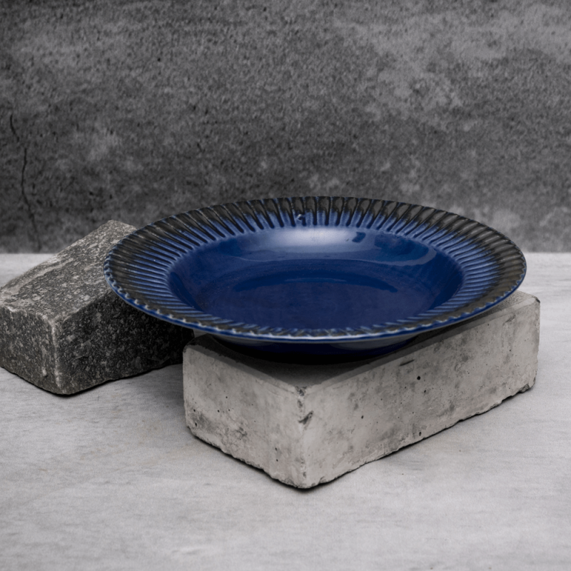 Blue Striped Plate By Shivika's Pottery Blue Striped Plate By Shivika's Pottery