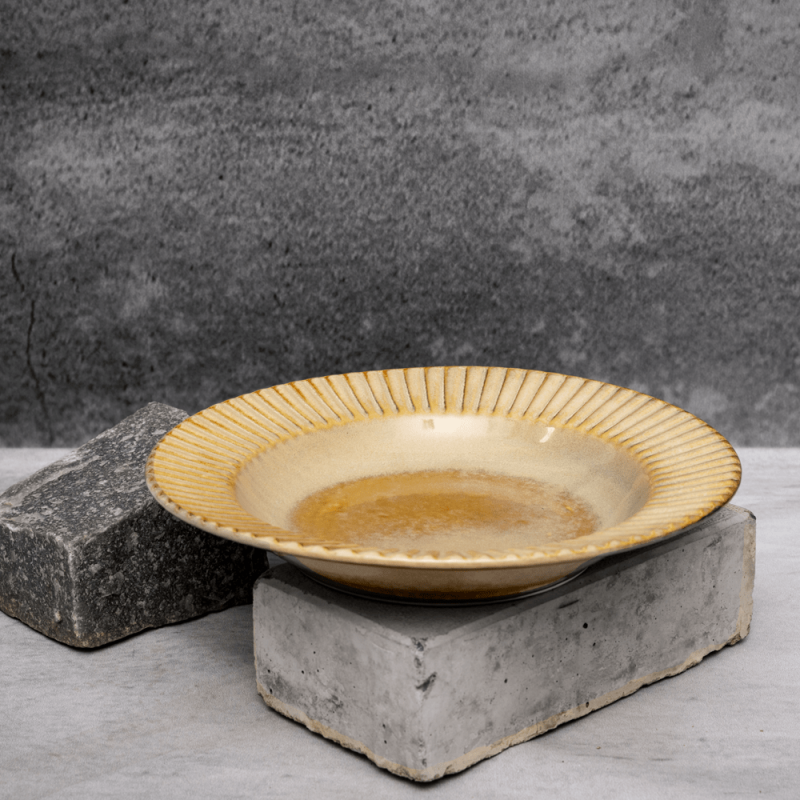 Beige Striped Plate By Shivika's Pottery Beige Striped Plate By Shivika's Pottery