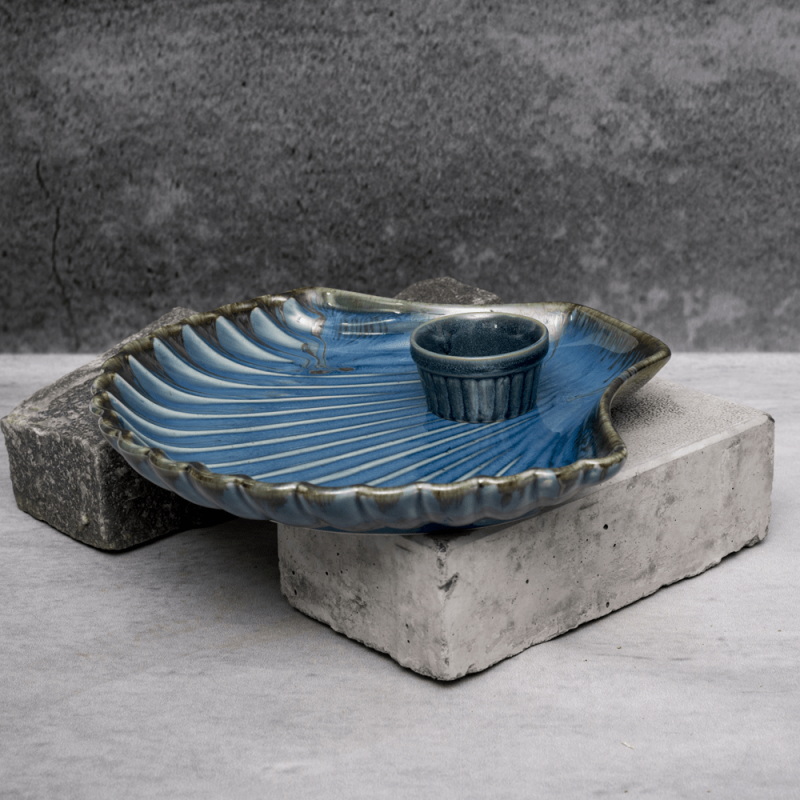 Blue Oyster Platter By Shivika's Pottery Blue Oyster Platter By Shivika's Pottery