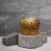 Ochre Owl Pot By Shivika's Pottery Ochre Owl Pot By Shivika's Pottery