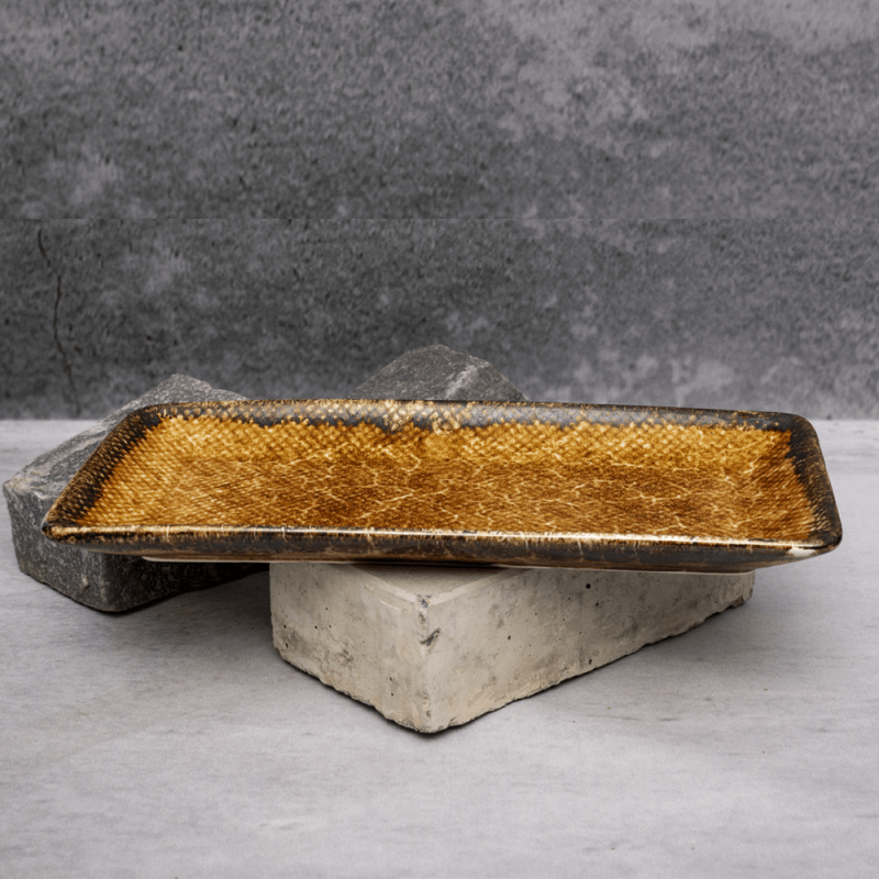 Brown Textured Serving Tray By Shivika's Pottery Brown Textured Serving Tray By Shivika's Pottery